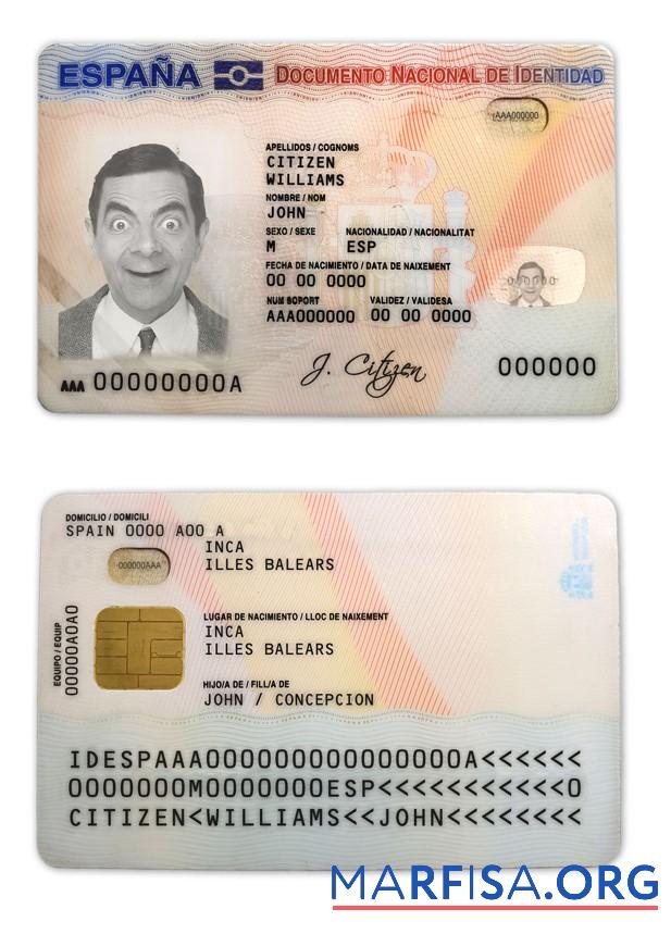 Blank Spain ID real example